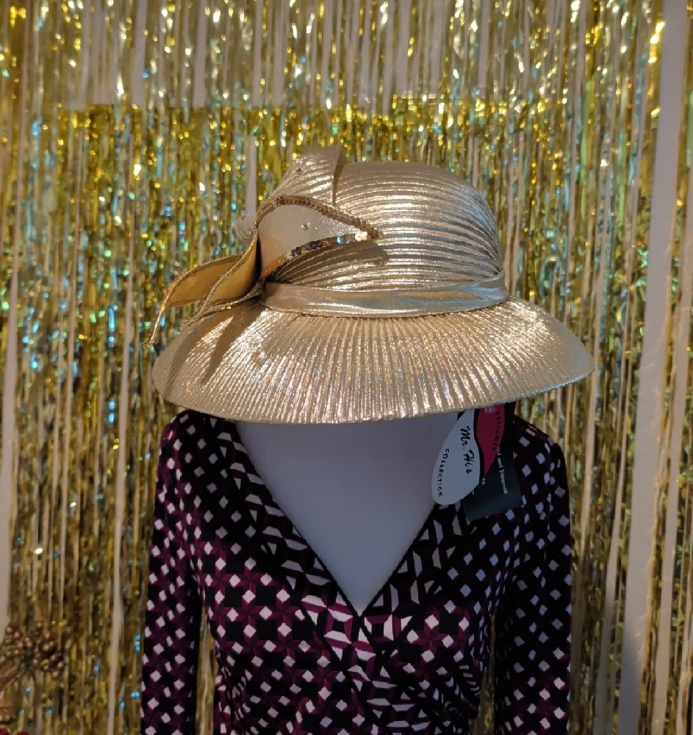 🔥Elegant Gold Party Hat with Rhinestone Bow - Mr. Hi's Collection